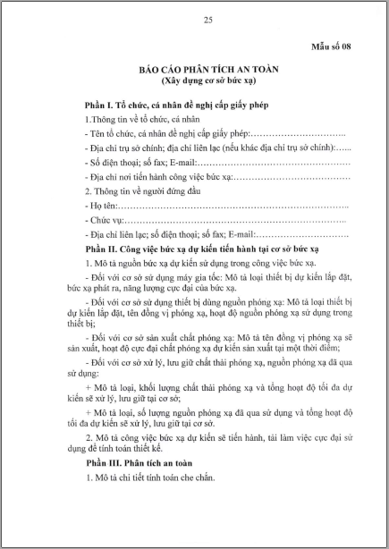 Báo cáo phân tích an toàn - xây dựng cơ sở bức xạ